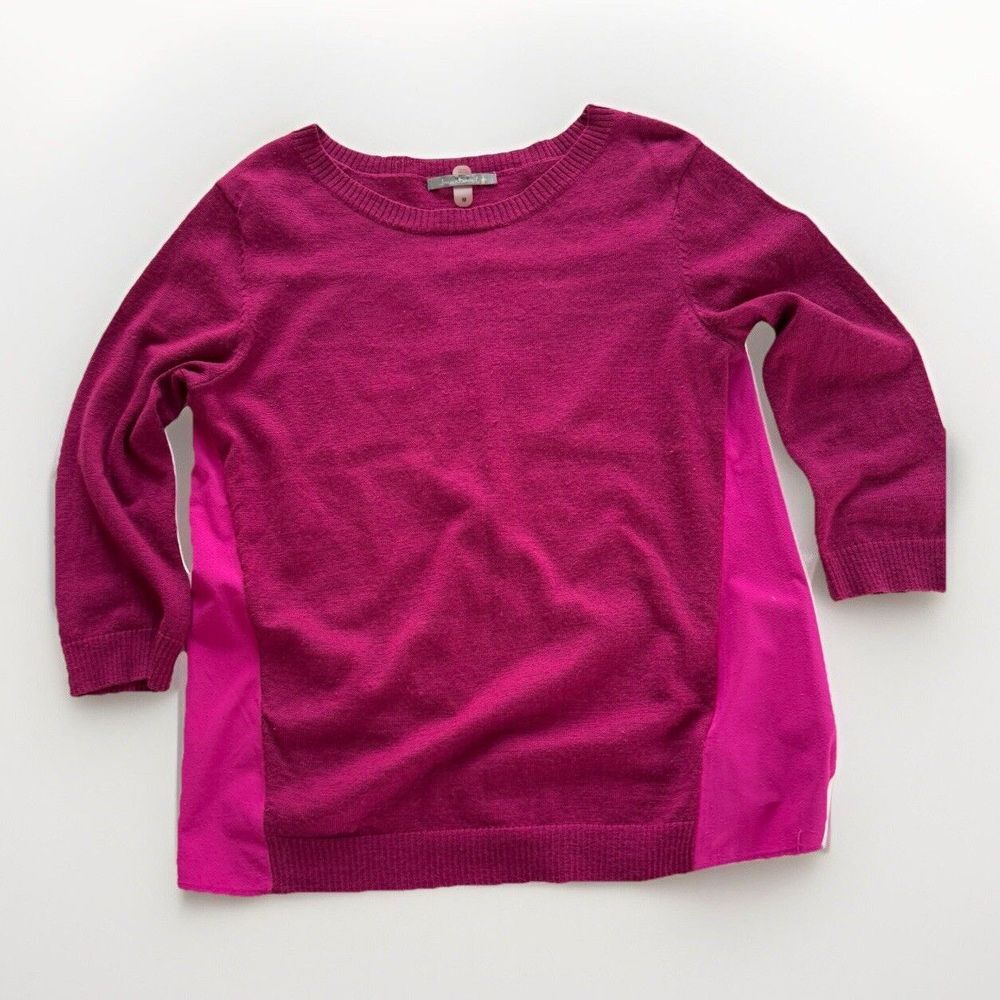 Smartwool‎ Women's Merino Pullover Sweater Front/Blouse Back Fushia Pink Medium